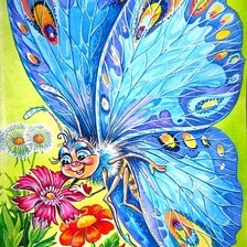Оригинал схемы вышивки «Цветы и бабочка» (№512267)