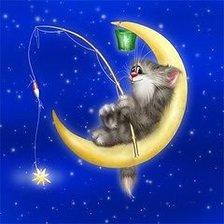 Схема вышивки «кот на луне»