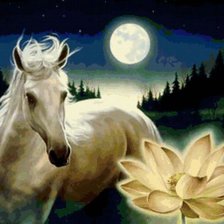 Оригинал схемы вышивки «белый конь и белый лотос» (№516163)