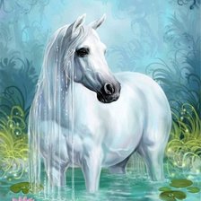 Схема вышивки «белый конь и лотосы»
