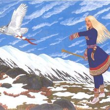 Схема вышивки «Саамка с белой совой по картине Николая Фомина»