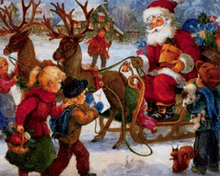 санта - санта клаус, новый год, дед морз, праздн, рождество, подарки, звери - предпросмотр