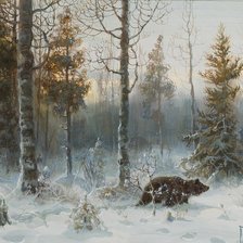 Схема вышивки «медведь в зимнем лесу»