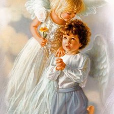 Схема вышивки «мальчик и ангел»