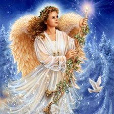 Схема вышивки «ангел со свечой и голубем»