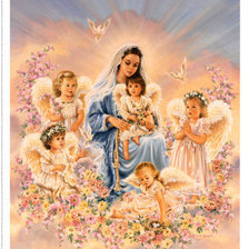 Схема вышивки «ангелочки и божья мать»