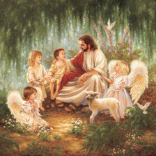 Схема вышивки «ангелы и иисус с детьми»