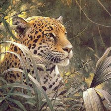 Схема вышивки «Леопард в зарослях (живопись)»