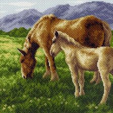 Схема вышивки «лошадь с жеребенком»