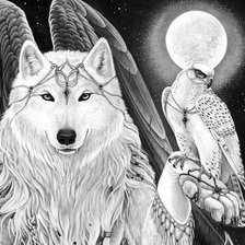 Оригинал схемы вышивки «Волк с орлом (фэнтези)» (№532292)