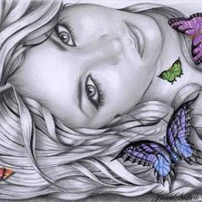 Схема вышивки «Девушка с бабочками»