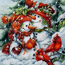 Схема вышивки «Веселые снеговики»