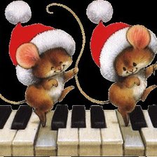 Схема вышивки «Новогодние мышки на рояле»