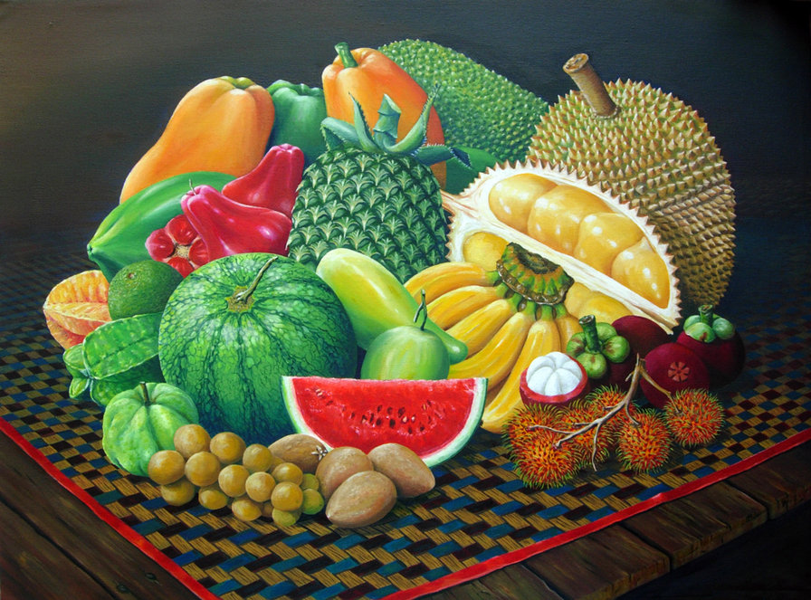 Экзотические фрукты - натюрморт, фрукты - оригинал