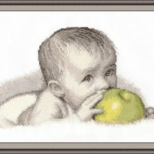 Схема вышивки «Малыш с яблоком»