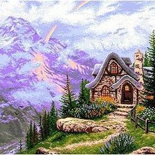 Схема вышивки «домик в горах»