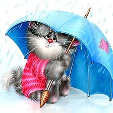 Схема вышивки «Котенок под дождиком»
