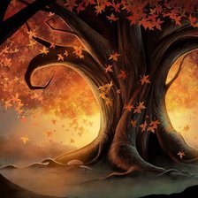 Схема вышивки «Дерево над долиной.Осенний сон.»