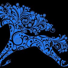 Схема вышивки «Синяя лошадь, лошадь, монохром,»