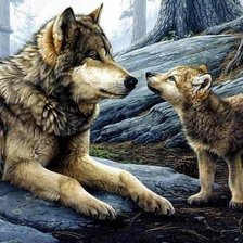 Схема вышивки «Волк учит волченка»