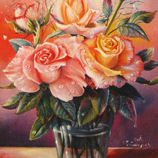 Оригинал схемы вышивки «розы в вазе» (№543918)