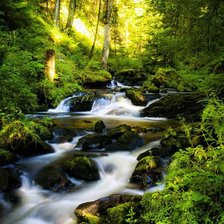 Схема вышивки «Green Forest Running Water Landscape»