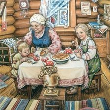 Оригинал схемы вышивки «в гостях у бабушки» (№550187)