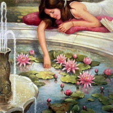 Схема вышивки «У фонтана с лилиями»