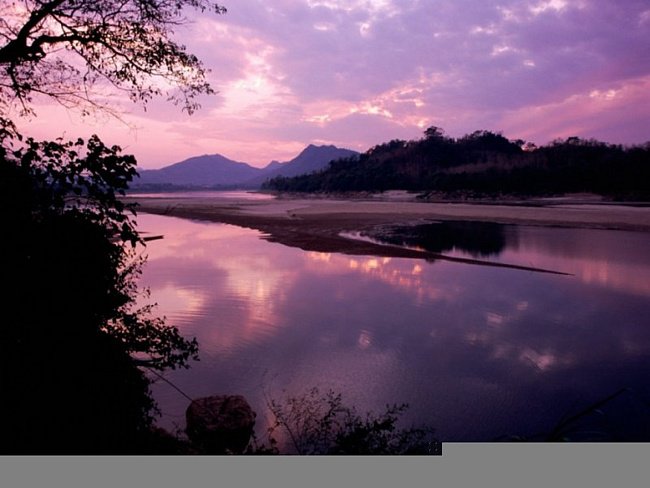 фиолетовое озеро - реки, закат - оригинал
