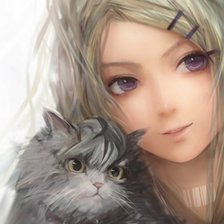 Схема вышивки «Девушка с котом»
