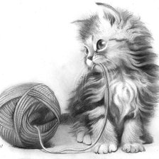 Схема вышивки «Котенок и клубок»