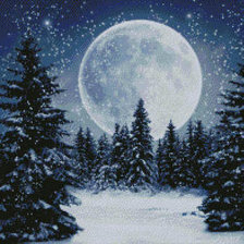 Схема вышивки «Зима, луна»