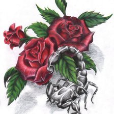 Схема вышивки «скорпион в розах»