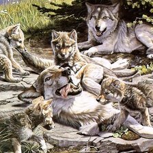 Схема вышивки «волчья семья»