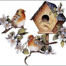 Схема вышивки «птичкин дом2»