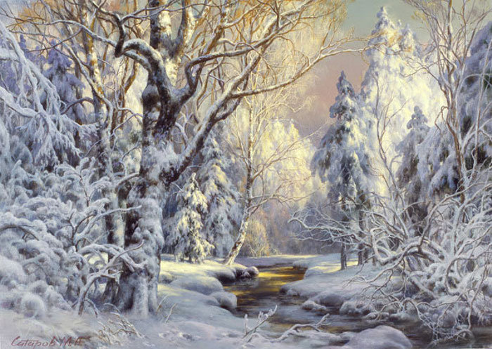 михаил сатаров 43 зимний лес - михаил сатаров, зима, снег, природа, картина, пейзаж, лес - оригинал