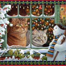 Оригинал схемы вышивки «Кошкино Рождество» (№572180)