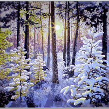Схема вышивки «солнечное утро в зимнем лесу»