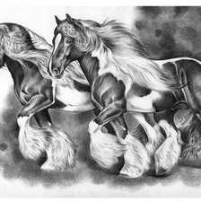 Схема вышивки «Богатырские кони»