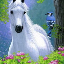 Оригинал схемы вышивки «белая лошадь» (№576858)