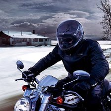 Схема вышивки «мотоциклист зимой»