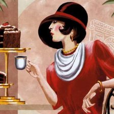 Схема вышивки «Дама в кафе»