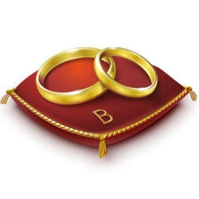 Схема вышивки «Обручальные кольца на красном»