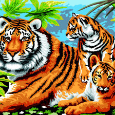 Схема вышивки «Тигрица с детенышами»