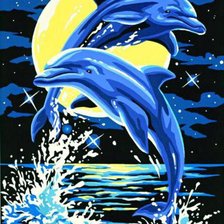 Схема вышивки «Дельфины на фоне луны»