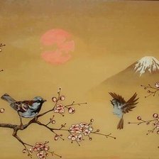 Схема вышивки «птицы на весеннем дереве»