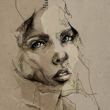 Схема вышивки «портрет девушки карандашём»