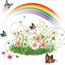 Схема вышивки «радуга и бабочки»