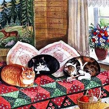 Схема вышивки «сельские котики»
