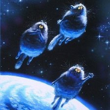 Схема вышивки «синие коты в космосе»